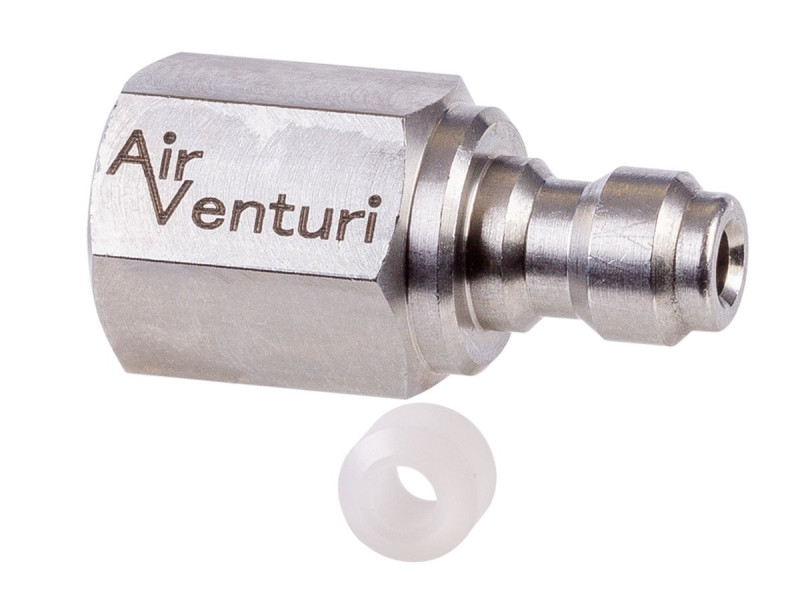 Air Venturi Male Quick-Disconnect, 1/8" BSPP Female Threads, Steel, Rated to 5000 PSI, Incl. Delrin Seal