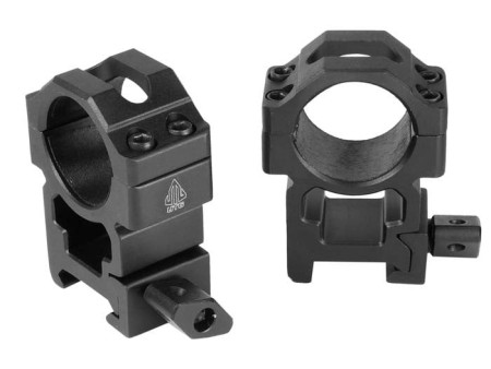 UTG 1" Max Strength Quick Lock Rings, High, Weaver/Picatinny, 4 Hex Screws Per Ring Cap, See-thru
