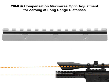 UTG Super Slim 20 MOA Elevated Picatinny Mount, 13 Slots, 0.55" High