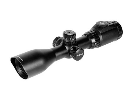 2-7x44 AO Accushot Scout SWAT Rifle Scope, EZ-TAP, Ill. Mil-Dot Reticle, 1/4 MOA, 30mm Tube, Weaver Rings