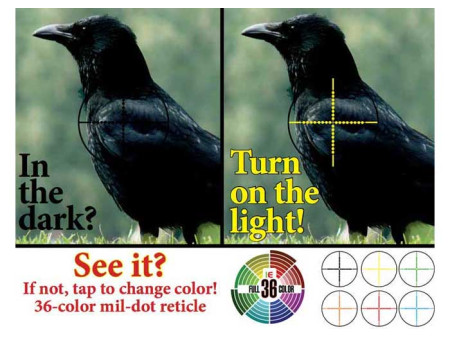 6-24x50 AO True Hunter Rifle Scope, EZ-TAP, Ill. Mil-Dot Reticle, 1/4 MOA, 1" Tube, Weaver Rings