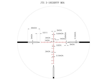 JTS 3-18x50 Shadow Series IR FFP Riflescope, 1/4 MOA, 34mm Tube