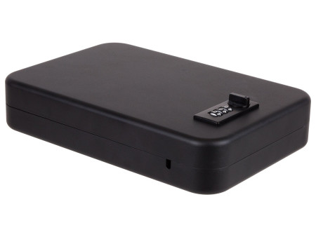 Bulldog Personal Safe, 9.5"x6.5"x2", Combination Lock, Security Cable, Black