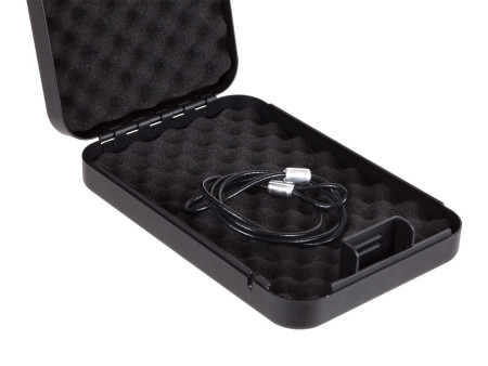 Bulldog Personal Safe, 9.5"x6.5"x2", Combination Lock, Security Cable, Black