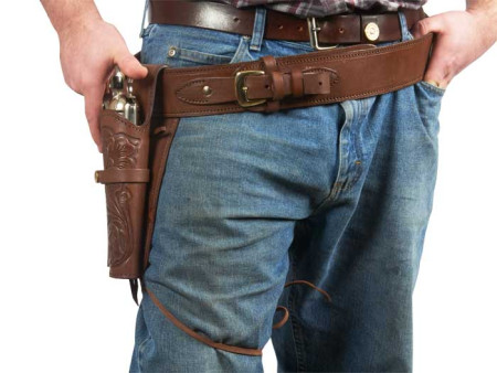 Gun Belt, 30-34" Waist, .38-Cal Loops, 2.5" Wide, Chocolate Leather