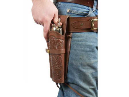 Gun Belt, 30-34" Waist, .38-Cal Loops, 2.5" Wide, Chocolate Leather