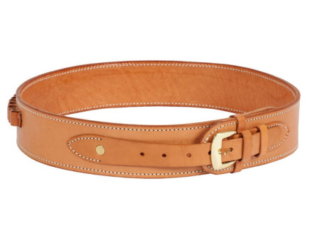 Gun Belt, 30-34" Waist, .38-Cal Loops, 2.5" Wide, Natural Leather