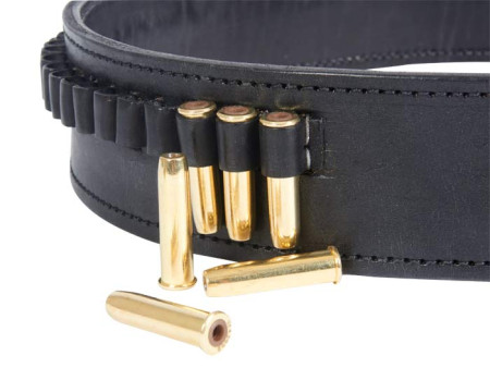 Gun Belt, 42-46" Waist, .38-Cal Loops, 2.5" Wide, Black Leather