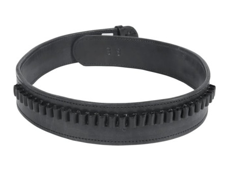 Gun Belt, 48-52" Waist, .38-Cal Loops, 2.5" Wide, Black Leather