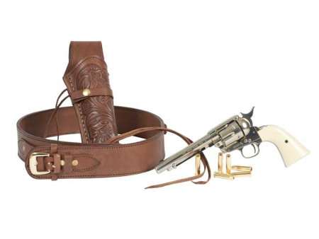 Gun Belt, 48-52" Waist, .38-Cal Loops, 2.5" Wide, Chocolate Leather