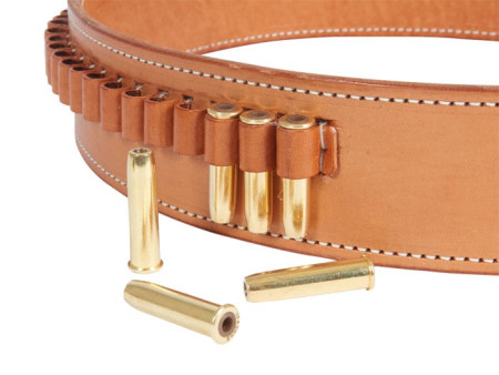 Gun Belt, 48-52" Waist, .38-Cal Loops, 2.5" Wide, Natural Leather
