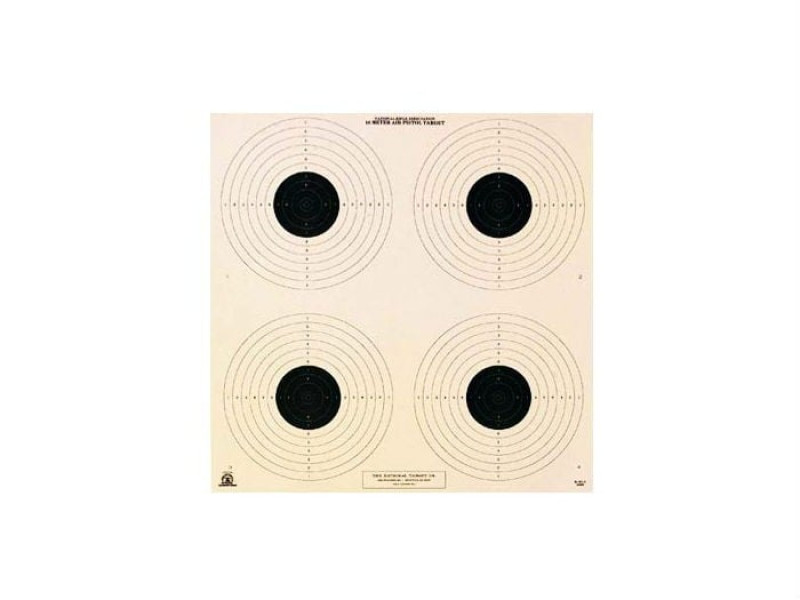 National Target NRA 10-Meter Air Pistol Bullseye Target, 4 Bulls/Page, 100ct