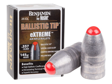 Benjamin Nosler Ballistic Tip eXTREME Air Rifle Bullet, .357 Cal., 145 Grains, Round Nose, 25ct