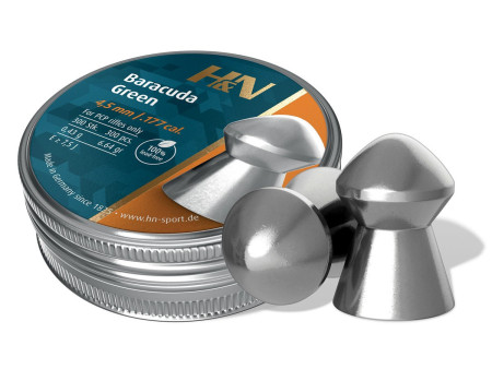 H&N Baracuda Green, Lead Free, .177 Cal, 6.48 Grains, Round Nose, 300ct