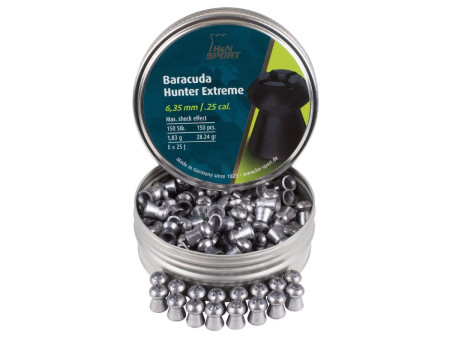 H&N Baracuda Hunter Extreme Pellets, .25 Cal, 28.24 Grains, Hollowpoint, 150ct