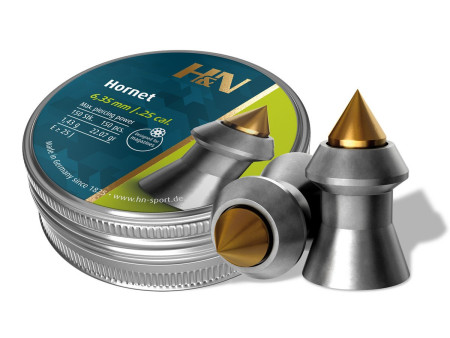 H&N Hornet Pellets, .25 Cal, 24.38 Grains, Pointed, 150ct, Blister Pack