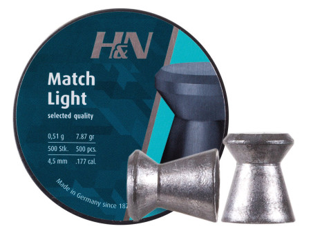 H&N Match Light .177 Cal, 7.87 Grains, 4.50mm, Wadcutter, 500ct