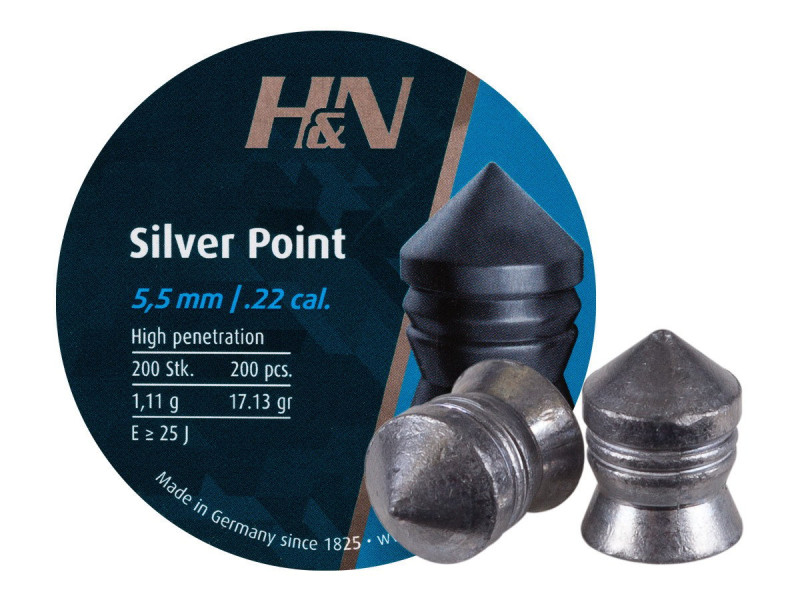 Point 22 H&N Silver Point .22 cal, 17.13 grains, Pointed, 200ct