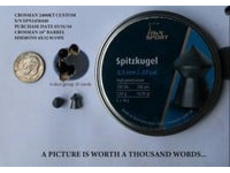 H&N Spitzkugel Pellets, .22 Cal, 16.05 Grains, Pointed, 200ct