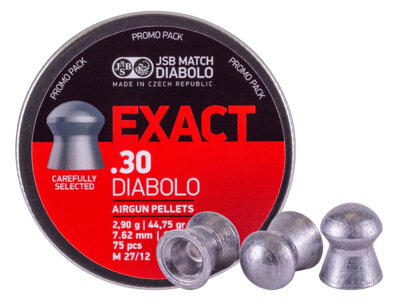 JSB Diabolo Exact Pellets, .30 Cal, 44.75 Grains, Domed, 75ct