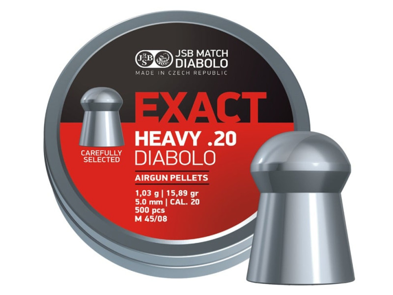 JSB Match Diabolo Exact Heavy .20 Cal, 15.89 Grains, Domed, 500 Count