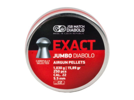 JSB Match Exact Jumbo Diabolo Pellets, .22 Cal, 15.89 Grains, Domed, 250ct