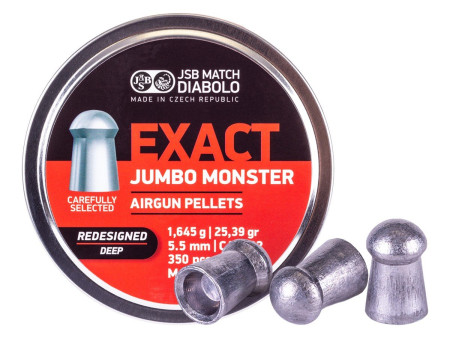 JSB Redesigned Exact Jumbo Monster Deep Skirt .22 Cal, 25.39Grains, Domed, 350ct