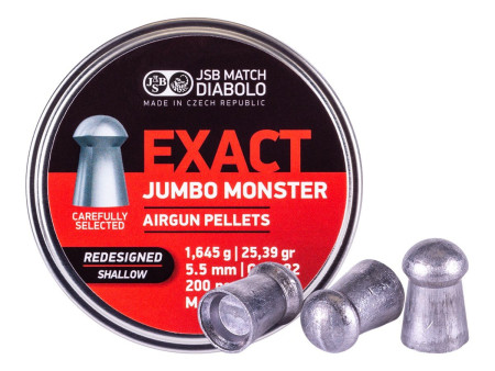 JSB Redesigned Exact Jumbo Monster Shallow Skirt .22 Cal, 25.39 Grains, Domed, 200ct