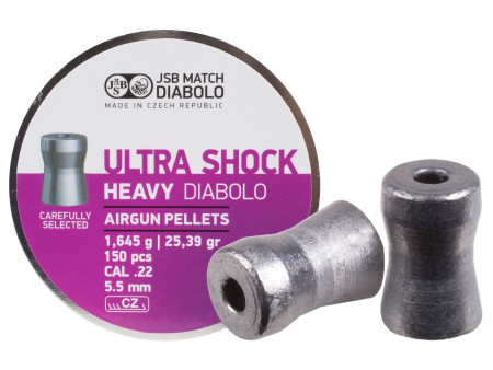 JSB Ultra Shock, .22 Cal, 25.39 Grains, Hollowpoint, 150ct