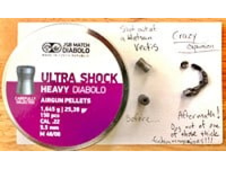JSB Ultra Shock, .22 Cal, 25.39 Grains, Hollowpoint, 150ct
