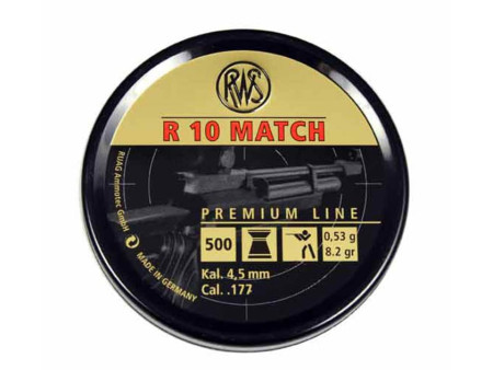 RWS R-10 Match Heavy .177 Cal, 8.2 Grains, Wadcutter, 500ct