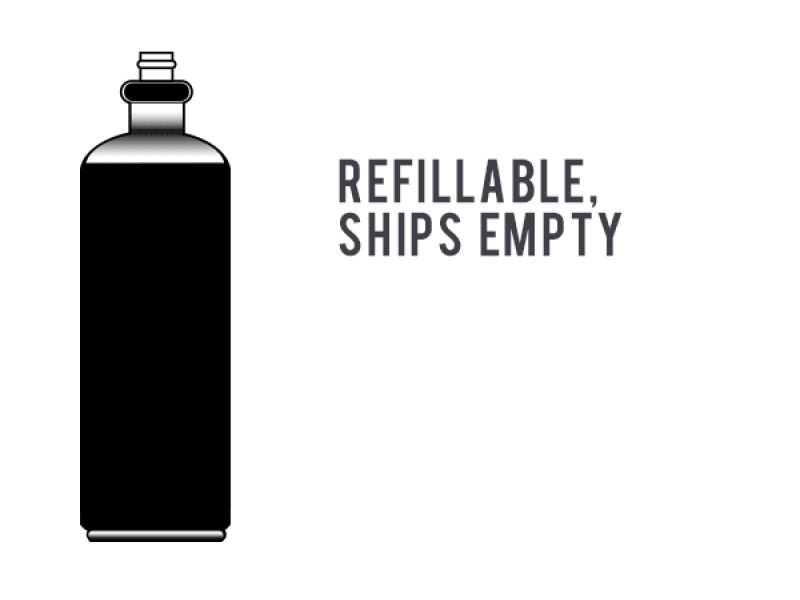 CO2 Tank, 12-oz., Refillable, Ships Empty