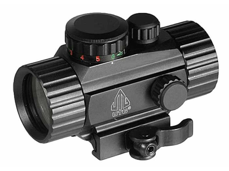UTG 1x30mm Compact ITA Red/Green Circle Dot Sight, 1/2 MOA, Integral Quick-Detach Weaver/Picatinny Mount