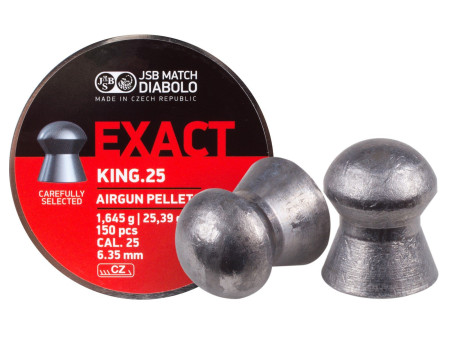 JSB Match Diabolo Exact King .25 Cal, 25.4 Grains, Domed, 150ct