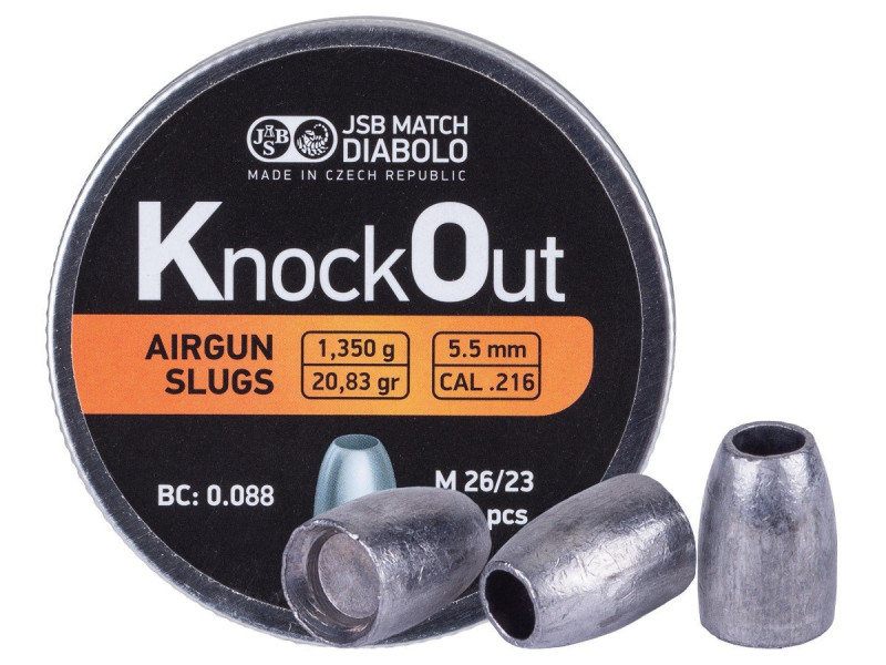 JSB KnockOut Slugs .216 Cal, 20.83gr, Hollowpoint, 200ct