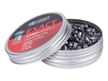 JSB Match Exact Jumbo Diabolo Pellets, .22 Cal, 15.89 Grains, Domed, 250ct, 5.51mm