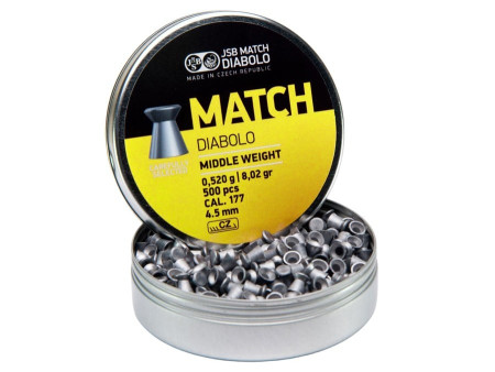 JSB Yellow Match Middle Weight .177 Cal, 8.02 Grains, Wadcutter, 500ct